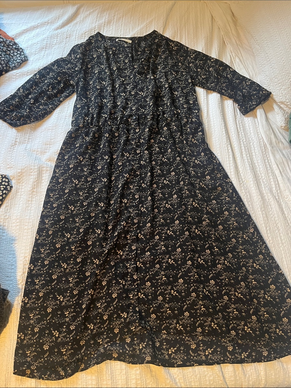 Black Floral Maxi Dress with Delicate Cream Print